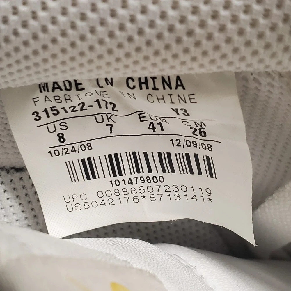 Nike Air Force 1 Low '07 White Varsity Maize Yellow 315122-172 size 8